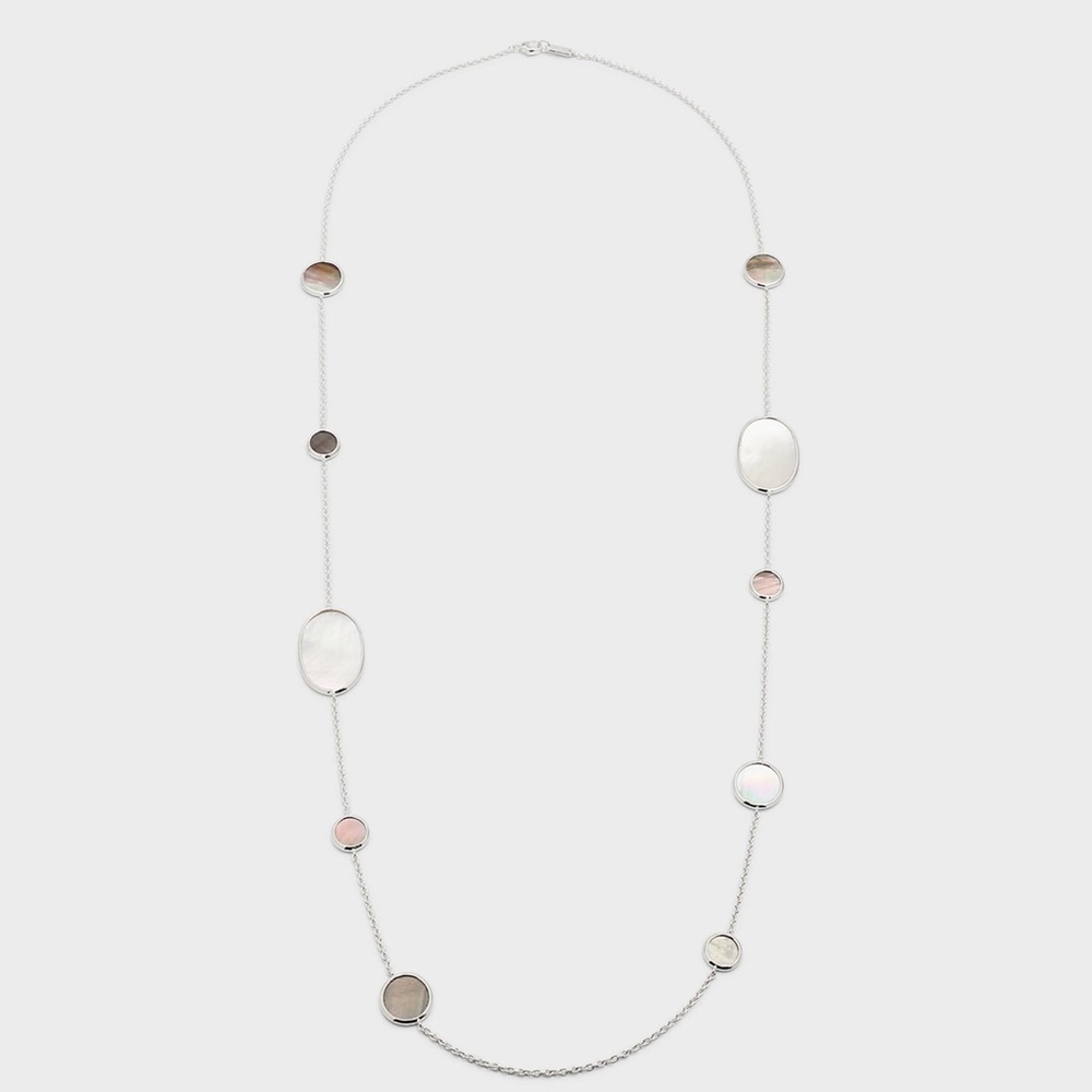 Ippolita Sterling Silver Polished Rock Candy Oval Station Necklace in Sabbia